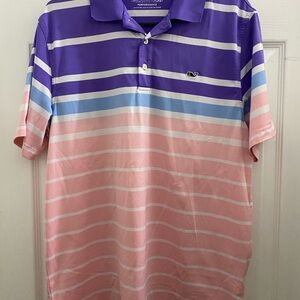 Vineyard Vines Purple and Pink Ombré Polo Shirt, medium